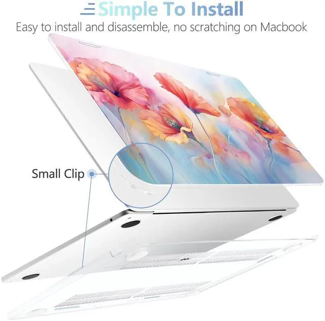 Alt view image 5 of 5 - MEEgoodo Case for MacBook Air 15 inch M4/M3/M2 2025 2024 2023, Case Fit Model (A3241/A3114/A2941) for MacBook Air 15-inch, Laptop with Keyboard & Camera Cover & OTG Adapter, Field Rainbow Poppies