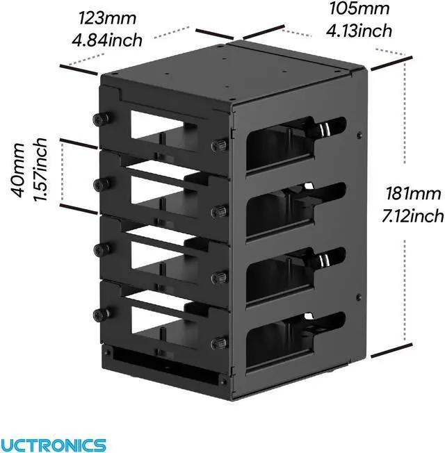Alt view image 3 of 5 - UCTRONICS for Raspberry Pi Cluster Case, Desktop Metal Rack Case, 4 Layers with 2 Cooling Fans Compatible with Raspberry Pi 5/4B and 2.5" SSD