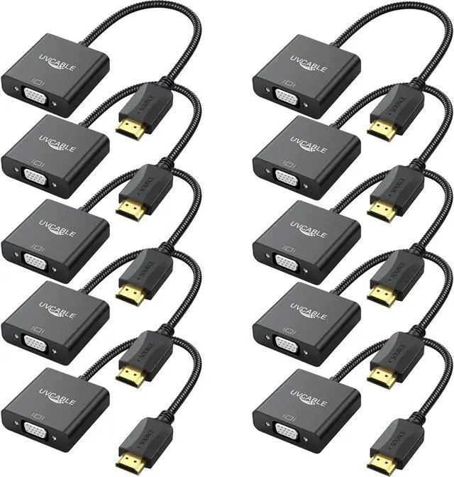 Main image of UV-CABLE HDMI to VGA Adapter 10-Pack, HDMI to VGA Adapter Male to Female Cable 1080P for Computer, Desktop, Laptop, PC, Monitor, Projector, HDTV, Chromebook, Raspberry Pi, Roku, Xbox and More