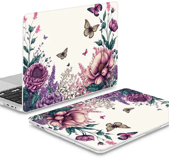 Alt view image 5 of 5 - Mektron Designed Case for MacBook Pro 16 Inch A2141 Cover 2019 Release 16" with Liquid Retina Display/Touch ID, Plastic Hard Shell with Keyboard Skin & Screen Protector, Butterfly Flower C077