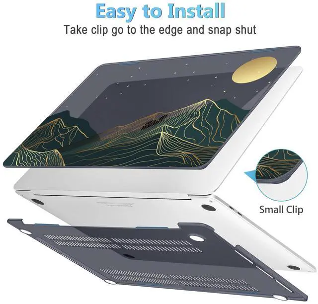 Alt view image 3 of 5 - Mektron for MacBook Air 13 Case A1466/A1369 (2010-2017 Release), Snap-on Plastic Hard Shell Cover for MacBook Air 13.3 inch with Keyboard Cover, Abstract Mountain C112