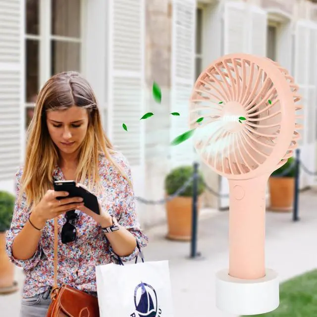 Alt view image 5 of 5 - 2-Pack Upgraded 5000mAh Portable Handheld Fan 3 Speed Mini USB Strong Wind 7-20 Hours Runtime Personal Electric for Travel Office Outdoor (Cream Blue+pink)