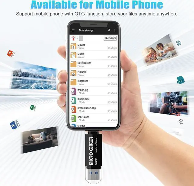 Alt view image 4 of 5 - INLAND Micro Center SuperSpeed 5 Pack 32GB Daul Drive up to 100MB/s Type C & Type A 2-in-1 USB 3.0 Flash Drive Thumb Drive Memory Storage Stick for Android Computers MacBook Tablets PC,Brown