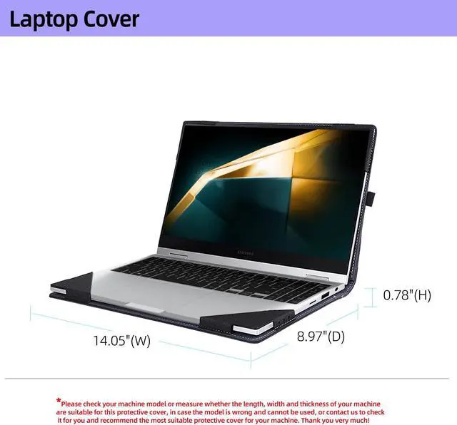 Alt view image 3 of 5 - Laptop Sleeve for Samsung Galaxy Book2 Pro/2 Pro 360 Cover //Galaxy Book 3 360/Galaxy Book 4 360/15.6" 950QCG-X01/X03 Two Piece Detachable Cover with Stand (Grey)