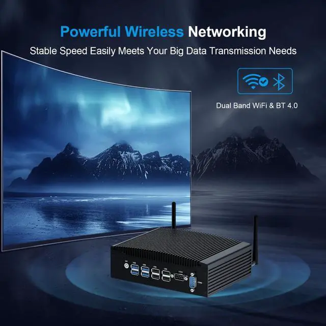 Alt view image 4 of 5 - WEIDIAN Mini Fanless Industrial PC 16GB RAM 512GB SSD Core i5 8350U Win11 Pro Mini Desktop Computer with 4K 2*HD, 2*RS232 COM, 2*Gigabit Ethernet, 8*USB VESA Office Small PC Auto Power On Wake on LAN