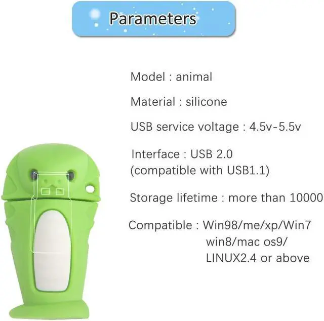 Alt view image 5 of 5 - Leizhan 5 x 8GB Cute Animals USB Flash Drive, Cartoon Pig Shape Thumb Drive Rabbit Flash Drive Rat Memory Stick Chicken Jump Drive Snake Pendrive Gift for Kids, Teacher, Friends