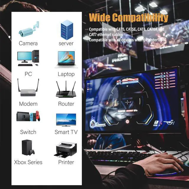 Alt view image 5 of 5 - Cat8 Ethernet Cable, Outdoor&Indoor, 75 FT Heavy Duty High Speed Cat 8 LAN Network Cable, 40Gbps 2000MHz RJ45 Internet Computer Patch Cord, Weatherproof S/FTP UV Resistant for Gaming/Router/Modem