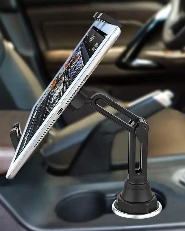 Alt view image 2 of 5 - woleyi Universal Cup Holder Tablet Mount for Car Vehicle, Truck, Treadmill, Wheelchair, Golf Cart, Boat and More Cupholder for iPad Pro/Air/Mini, Galaxy Tabs, iPhone, All 4-13" Smartphones and Tablets