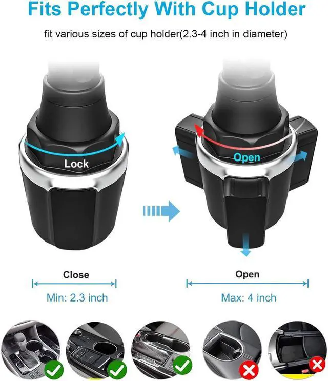 Alt view image 3 of 5 - woleyi Universal Cup Holder Tablet Mount for Car Vehicle, Truck, Treadmill, Wheelchair, Golf Cart, Boat and More Cupholder for iPad Pro/Air/Mini, Galaxy Tabs, iPhone, All 4-13" Smartphones and Tablets