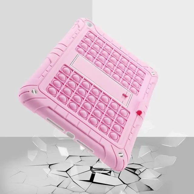 Alt view image 4 of 5 - XZC iPad 9th/8th/7th Generation Case (iPad 10.2 Case 2021/2020/2019) Shockproof Drop Protection iPad Cover with Pencil Holder Kickstand Shoulder Strap (Pink)