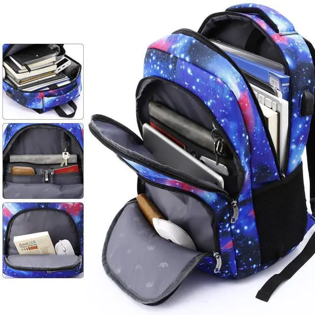 Alt view image 4 of 5 - YAMTION School Backpack for Teen Boys,Bookbag for High School College Backpack with USB,Star