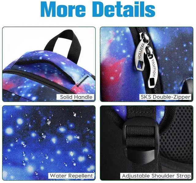 Alt view image 5 of 5 - YAMTION School Backpack for Teen Boys,Bookbag for High School College Backpack with USB,Star