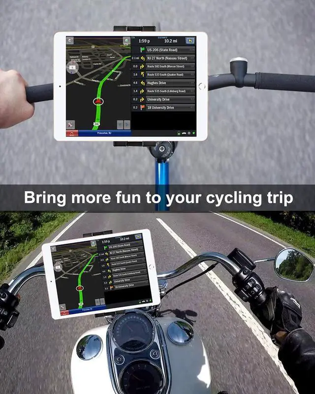 Alt view image 2 of 5 - woleyi Bike Tablet Mount, Motorcycle Bicycle Tablet Holder, Cycling Handlebar Clamp with 360 Rotation for iPad Pro Air Mini, iPhone, Samsung Galaxy Tabs, Fire HD, More 4.7-13" Cellphones and Tablets