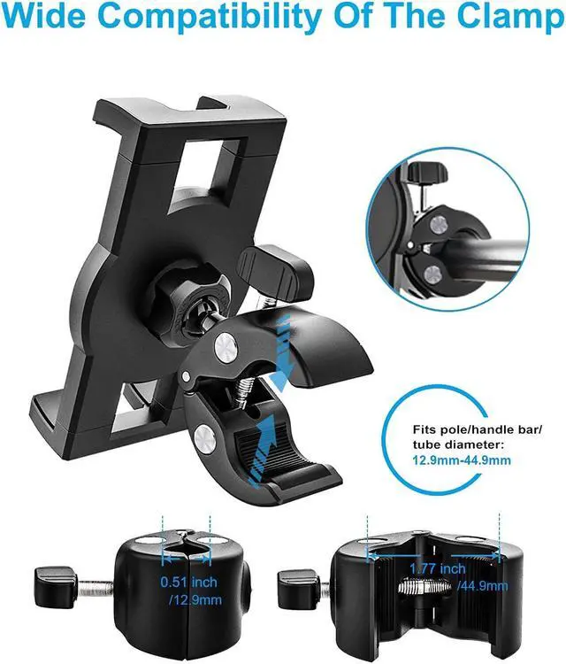 Alt view image 3 of 5 - woleyi Bike Tablet Mount, Motorcycle Bicycle Tablet Holder, Cycling Handlebar Clamp with 360 Rotation for iPad Pro Air Mini, iPhone, Samsung Galaxy Tabs, Fire HD, More 4.7-13" Cellphones and Tablets