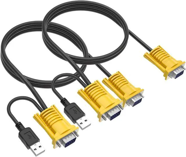 Main image of Yinker VGA KVM Cable 16ft, USB VGA 2in1 KVM Cable for VGA KVM Switch (2pack, 5m)