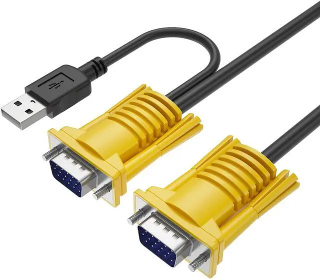 Alt view image 2 of 5 - Yinker VGA KVM Cable 16ft, USB VGA 2in1 KVM Cable for VGA KVM Switch (2pack, 5m)