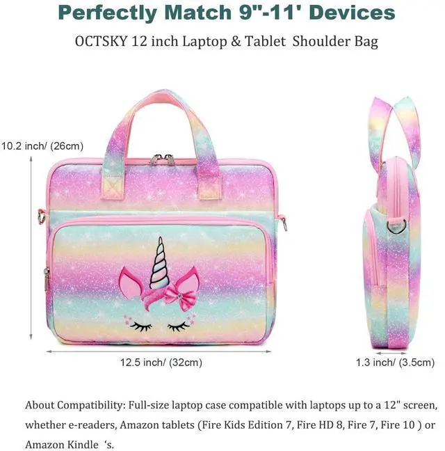 Alt view image 3 of 3 - Octsky Kids Tablet Carrying Sleeve - 12.5 Inch Protective Bag with Shoulder Strap, Soft Lining