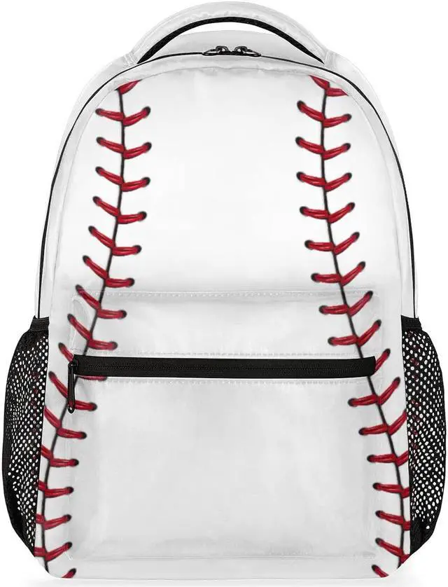 Main image of White Baseball Backpack for Girls Boys Kids Sport 16inch Laptop Backpacks Lightweight Waterproof School Bookbag Travel Daypack Computer College Bag Gym Rucksack for Work School Women Men