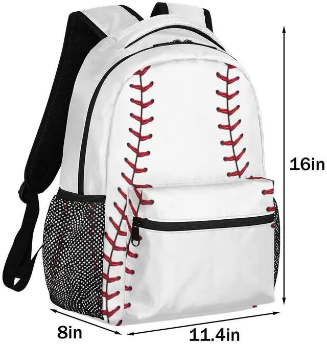 Alt view image 2 of 4 - White Baseball Backpack for Girls Boys Kids Sport 16inch Laptop Backpacks Lightweight Waterproof School Bookbag Travel Daypack Computer College Bag Gym Rucksack for Work School Women Men