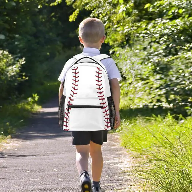 Alt view image 4 of 4 - White Baseball Backpack for Girls Boys Kids Sport 16inch Laptop Backpacks Lightweight Waterproof School Bookbag Travel Daypack Computer College Bag Gym Rucksack for Work School Women Men