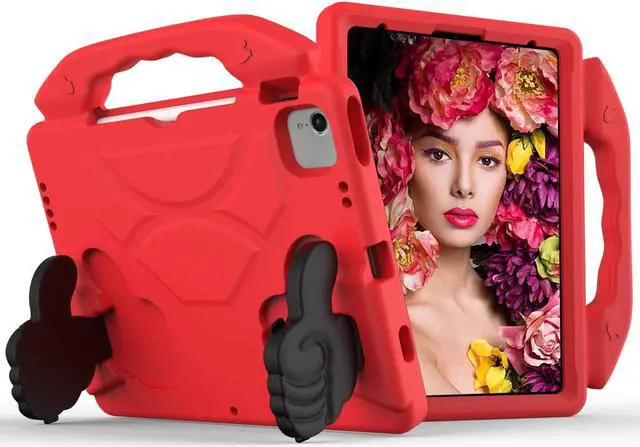 Main image of SaharaCase Shock KidProof Case for Apple iPad Air 10.9" (4th Generation 2020 and 5th Generation 2022) [Shockproof Bumper] Rugged Protection Antislip Grip Handle Kickstand (Red)