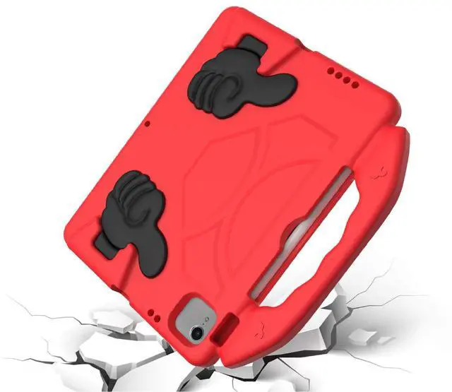 Alt view image 4 of 5 - SaharaCase Shock KidProof Case for Apple iPad Air 10.9" (4th Generation 2020 and 5th Generation 2022) [Shockproof Bumper] Rugged Protection Antislip Grip Handle Kickstand (Red)