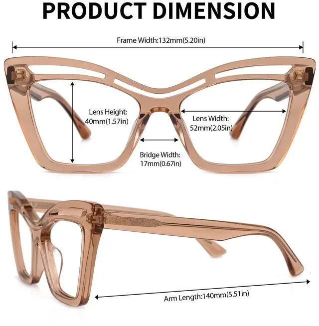 Alt view image 4 of 5 - Zeelool Trendy Acetate Oversized Cat Eye Blue Light Blocking Glasses Computer Eyewear for Women Arsolon ZJGA165651-03 Champagne