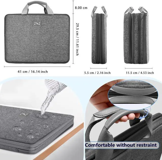 Alt view image 2 of 5 - ZINZ Slim & Expandable Laptop Sleeve 15 15.6 16 Inch Case Bag for Popular 15"-16" Notebooks Water-Resistant Handbag Multipurpose Computer Accessories Storage Bag,G01DG01