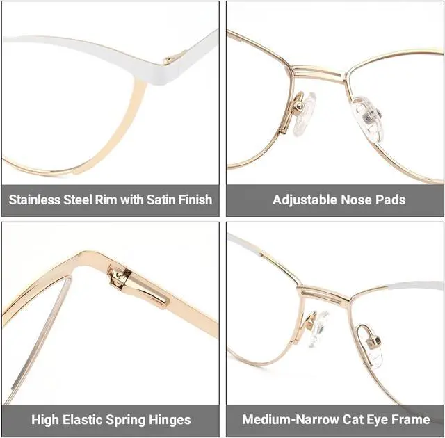 Alt view image 3 of 5 - Zeelool Cat Eye Blue Light Blocking Glasses Metal Frame for Women Sydney FM0125-04 Gold