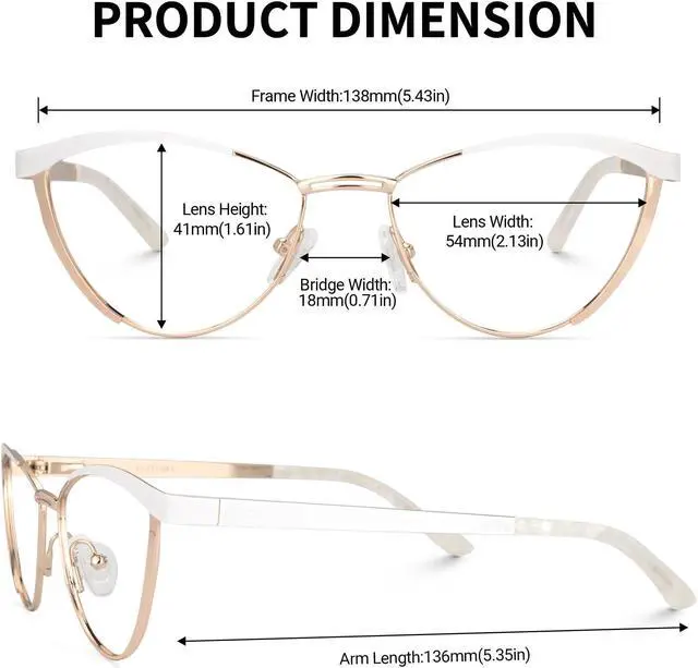 Alt view image 5 of 5 - Zeelool Cat Eye Blue Light Blocking Glasses Metal Frame for Women Sydney FM0125-04 Gold