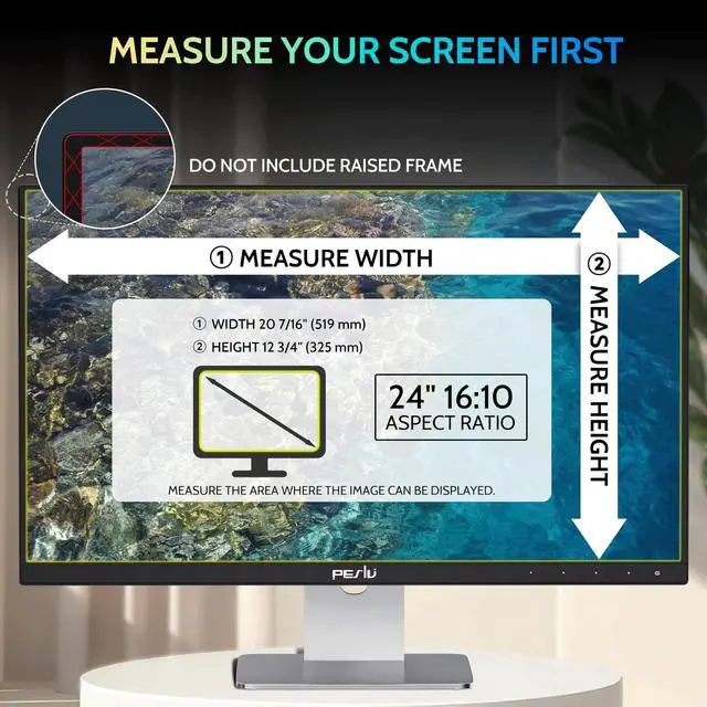 Alt view image 2 of 5 - [2 Pack] 24 Inch Privacy Screen for Computer Monitor 16:10 Aspect Ratio, Eye Protection Anti Blue Light Glare Shield, 24inch Removable Black Blackout Anti Spy Desktop Security Private Filter