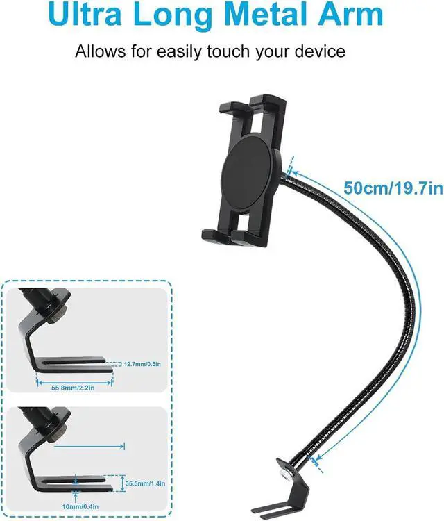 Alt view image 4 of 5 - Phichy Car/Truck Seat Rail Tablet Mount Holder for 4.7-13" Phone & iPad - Adjustable Gooseneck Tablet Holder for Car or Vehicle Floor, Compatible with iPad Pro/Air/Mini, Galaxy Tab, iPhone, Tablets