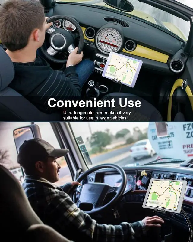 Alt view image 3 of 5 - Phichy Car/Truck Seat Rail Tablet Mount Holder for 4.7-13" Phone & iPad - Adjustable Gooseneck Tablet Holder for Car or Vehicle Floor, Compatible with iPad Pro/Air/Mini, Galaxy Tab, iPhone, Tablets