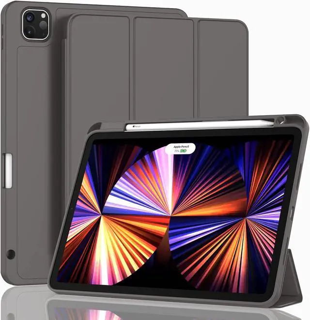 Main image of ZryXal New iPad Pro 11 Inch Case 2021(3rd Gen) with Pencil Holder, Smart iPad Case [Support Touch ID and Auto Wake/Sleep] with Auto 2nd Gen Pencil Charging (Space Gray)