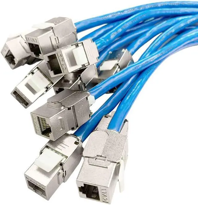 Main image of ZOERAX 12 Pcs Cat6a Cat7 Keystone Jack Cat7 RJ45 STP Tool-Less Type Zinc Alloy Module Jacks Adapter Coupler for 22 to 26 AWG Solid or Stranded S/FTP Ethernet Cable