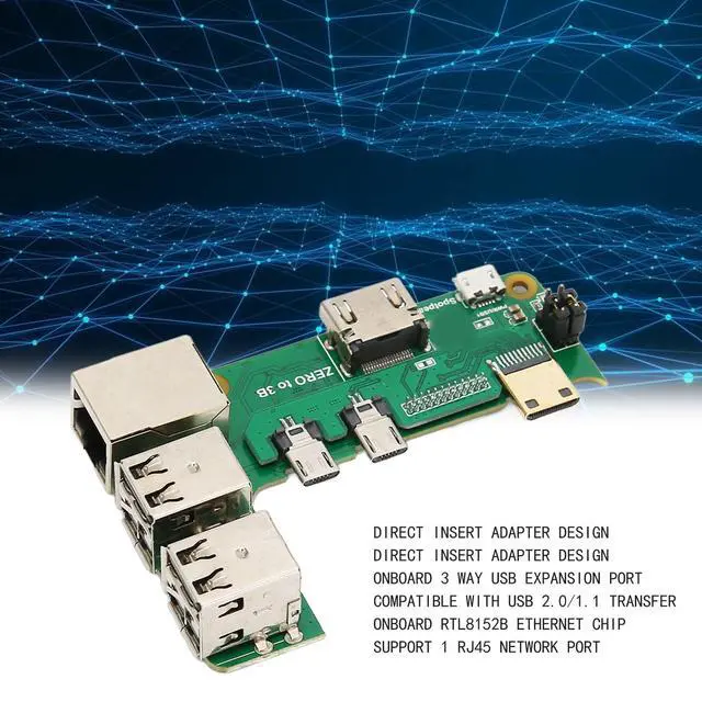 Alt view image 2 of 5 - GPIO Expansion Module Board for Zero 2W, USB2.0 RJ45 Network Port Adapter Board, 100M Self Adaptive, GPIO Extension Board for General Computer
