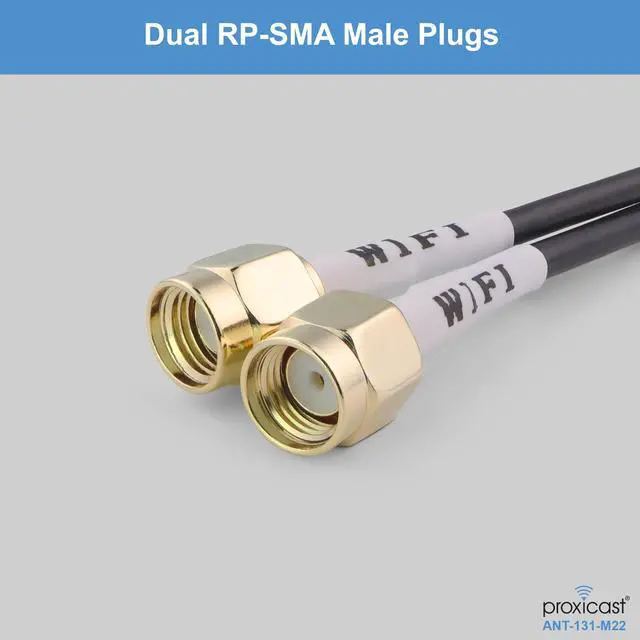 Alt view image 4 of 5 - Proxicast Indoor/Outdoor 2x2 MIMO Omnidirectional WiFi Antenna - Tri-Band 2.4/5.8/6 GHz - 3-5 dBi Gain - Vandal Resistant Low Profile Fixed Through-Hole Mount - 10 ft Coax Lead w/RP-SMA (ANT-131-M22)