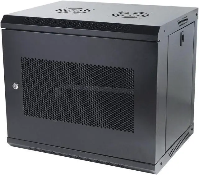 Main image of 9U Wall Mount Server Cabinet IT Network Rack Enclosure Locking Door Black