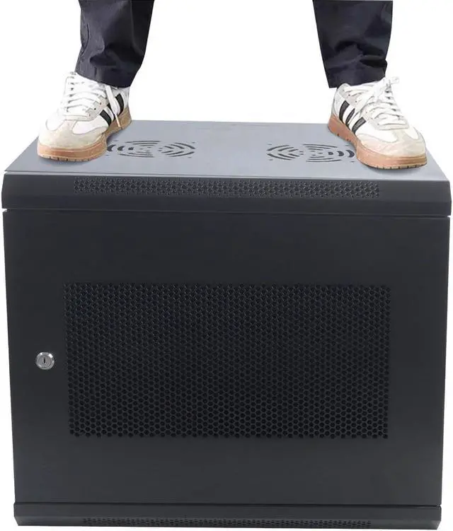 Alt view image 5 of 5 - 9U Wall Mount Server Cabinet IT Network Rack Enclosure Locking Door Black