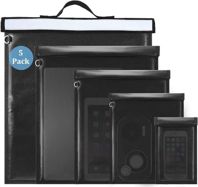 Main image of 5 Pack Faraday Bags, Extra Large Faraday Bag for Laptops & Tablets & Radio & Car Keys, Waterproof & Fireproof Faraday Cage with Reflective Strip, Anti-Theft Faraday Key Fob Protector