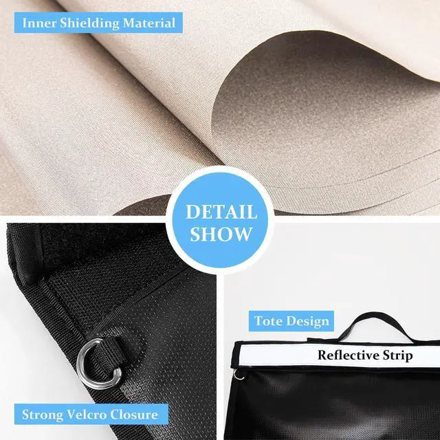 Alt view image 5 of 5 - 5 Pack Faraday Bags, Extra Large Faraday Bag for Laptops & Tablets & Radio & Car Keys, Waterproof & Fireproof Faraday Cage with Reflective Strip, Anti-Theft Faraday Key Fob Protector