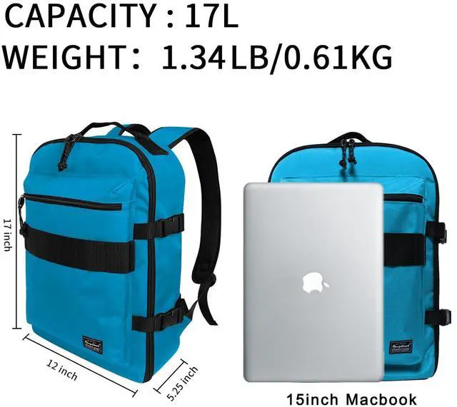 Alt view image 2 of 5 - Rangeland Travel Backpack 17L Lightweight Casual Small Carry-on Daypack 15-inch Laptop Notebook, Underseat Overnight Weekender, Blue