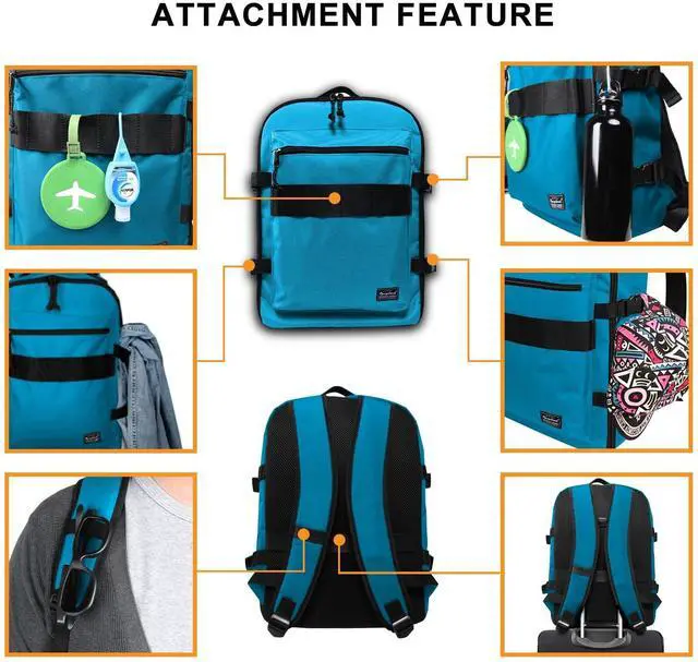 Alt view image 4 of 5 - Rangeland Travel Backpack 17L Lightweight Casual Small Carry-on Daypack 15-inch Laptop Notebook, Underseat Overnight Weekender, Blue