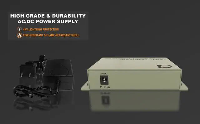 Alt view image 3 of 5 - 4 Port RJ-45 Gigabit Ethernet to Multimode ST 850nm Fiber Media Converter | Mini Switch - Built-in Fiber Module 550m (0.34 Miles) to UTP Cat5e Cat6 4 x 10 100 1000 RJ-45 AutoSensing Ports