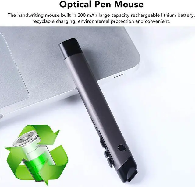 Alt view image 4 of 5 - Serounder Bluetooth Optical Pen Mouse - 2.4G 1200 DPI, 4 Buttons, Ergonomic Mini Air Mouse for Laptops/Pads