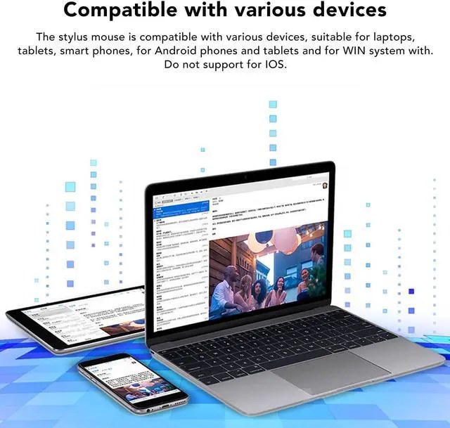 Alt view image 3 of 5 - Serounder Bluetooth Optical Pen Mouse - 2.4G 1200 DPI, 4 Buttons, Ergonomic Mini Air Mouse for Laptops/Pads