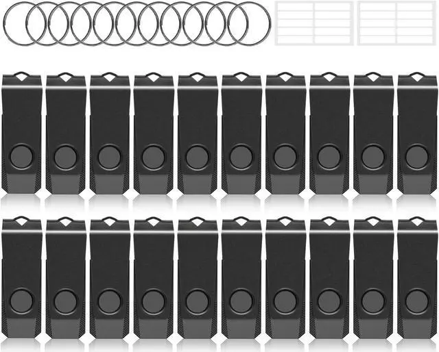 Main image of 4GB USB Flash Drive 20 Pack, AGECASH A Memoria USB 2.0 Thumb Drive Swivel Metal Bulk Flash Drive USB Drive Multi Pack Pendrive Jump Drive Memory Stick with Keychain (Black, 20PCS 4GB)