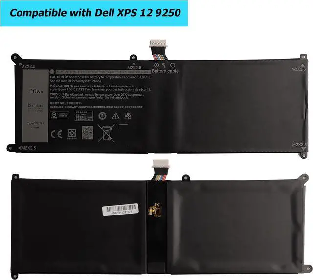 Alt view image 2 of 4 - Vvsialeek [New] 7VKV9 30Wh Laptop Replacement Battery for Dell XPS 12 9250 Latitude 12 7000 7275 Series 9TV5X 09TV5X 0V55D0 V55D0.