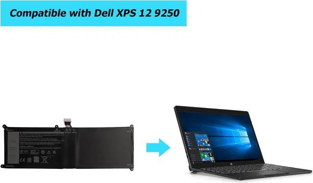 Alt view image 4 of 4 - Vvsialeek [New] 7VKV9 30Wh Laptop Replacement Battery for Dell XPS 12 9250 Latitude 12 7000 7275 Series 9TV5X 09TV5X 0V55D0 V55D0.