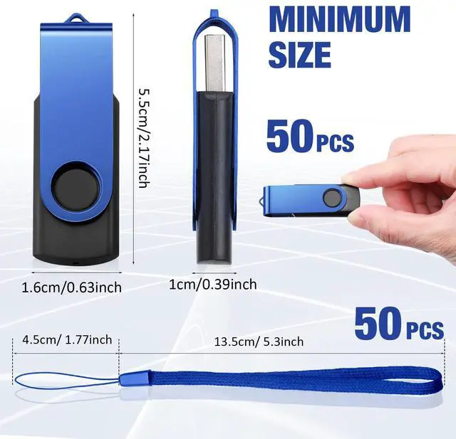 Alt view image 2 of 5 - Aoriher 50 Pack USB 2.0 Flash Drives Bulk, Portable USB Thumb Drives with Lanyards, Swivel Flash Drives Thumb Drives for Office School Data Storage (128MB)